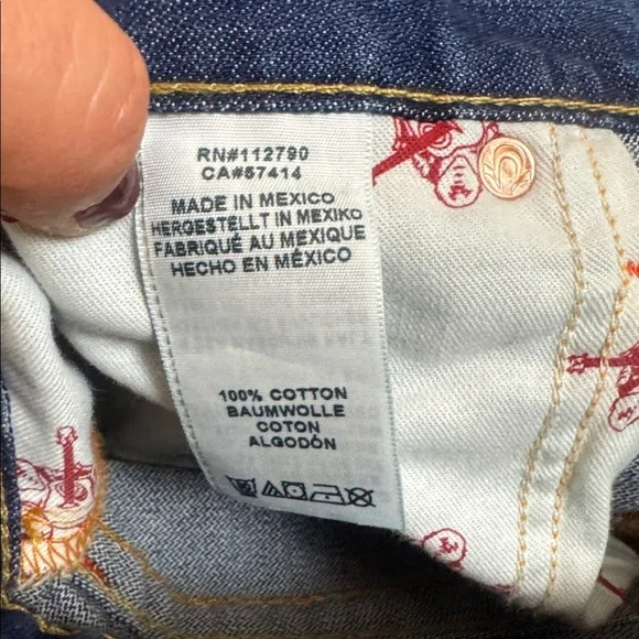 True Religion Men’s Straight Leg Jeans Dark Wash Classic Stitching 36 Inseam 31” - Picture 8 of 10